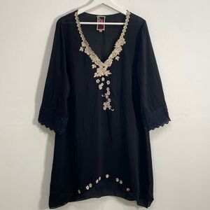 Johnny Was Embroidered Cupra Rayon Top Medium